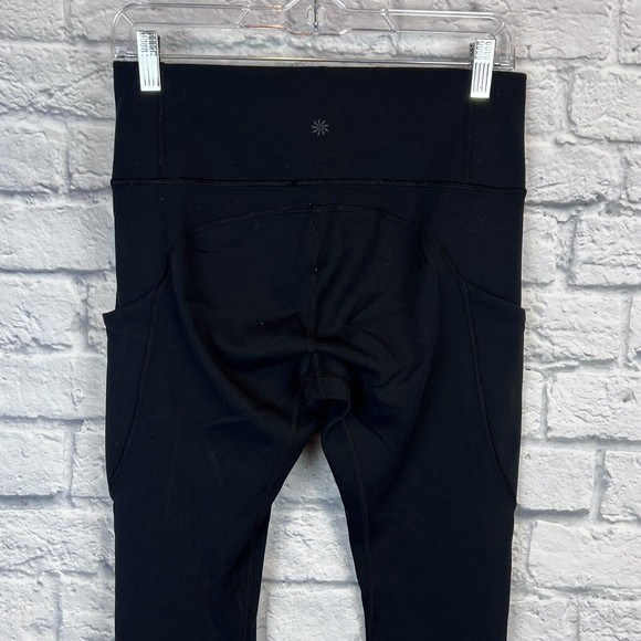 Athleta Women Black Leggings Activewear Pants‎ Yoga Zip Pocket Size SMALL 28X26 - Picture 5 of 13